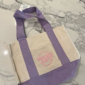 Trader Joe's Mini Tote Bag, Purple, New w Tags
